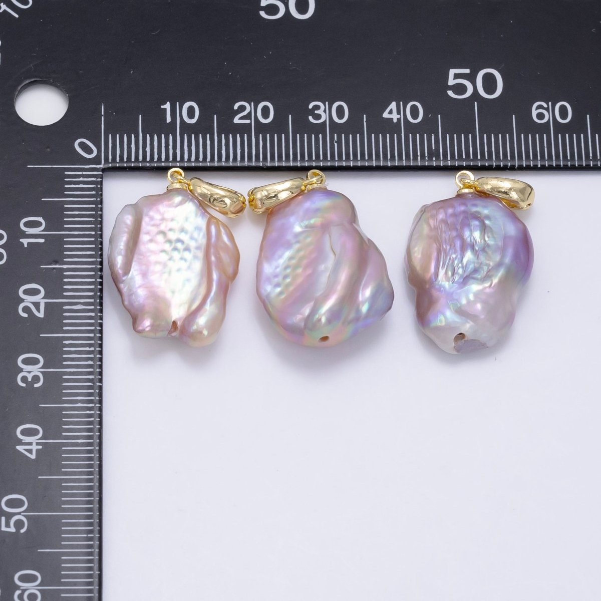 24K Gold Filled Purple Baroque Freshwater Pearl Snap Latch Bail Pendant | P1893