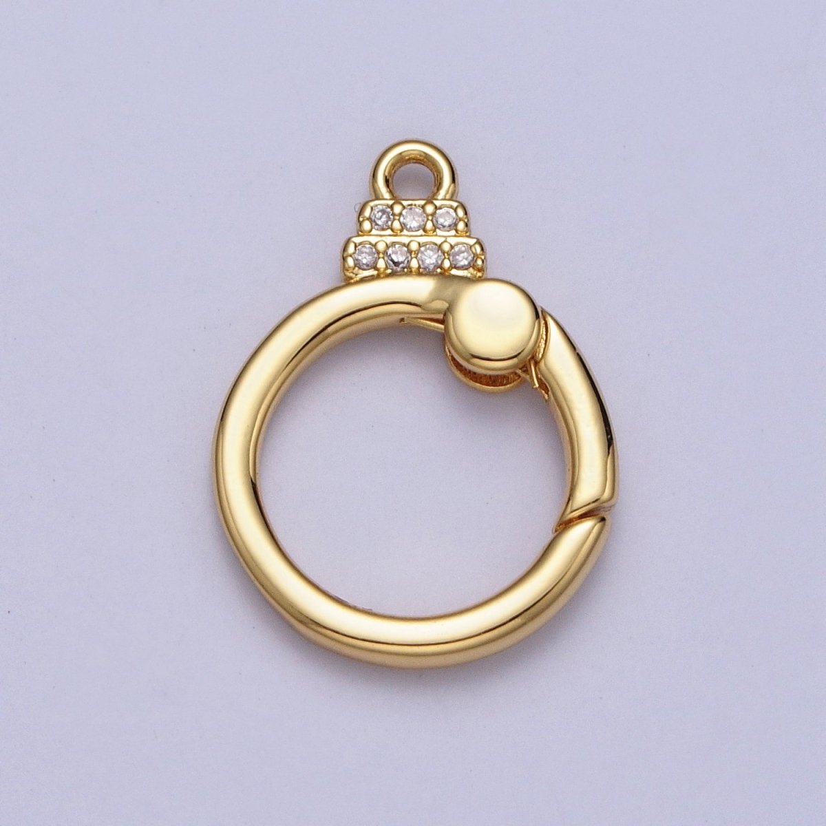 24K Gold Filled Push Gate Micro Paved CZ Minimalist Clasps Closure Finding | Z029
