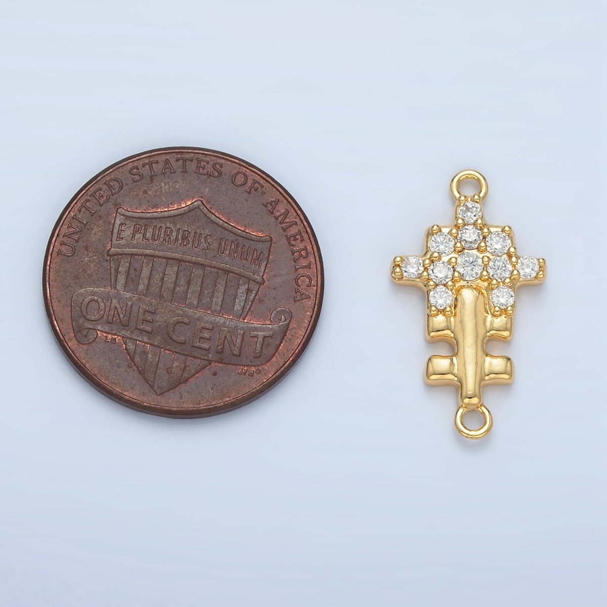 24K Gold Filled Puzzle Piece Micro Paved CZ Geometric Connector | F444