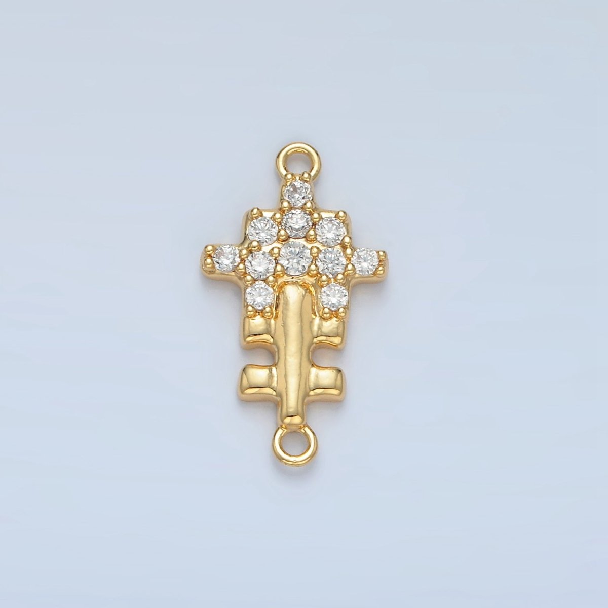 24K Gold Filled Puzzle Piece Micro Paved CZ Geometric Connector | F444