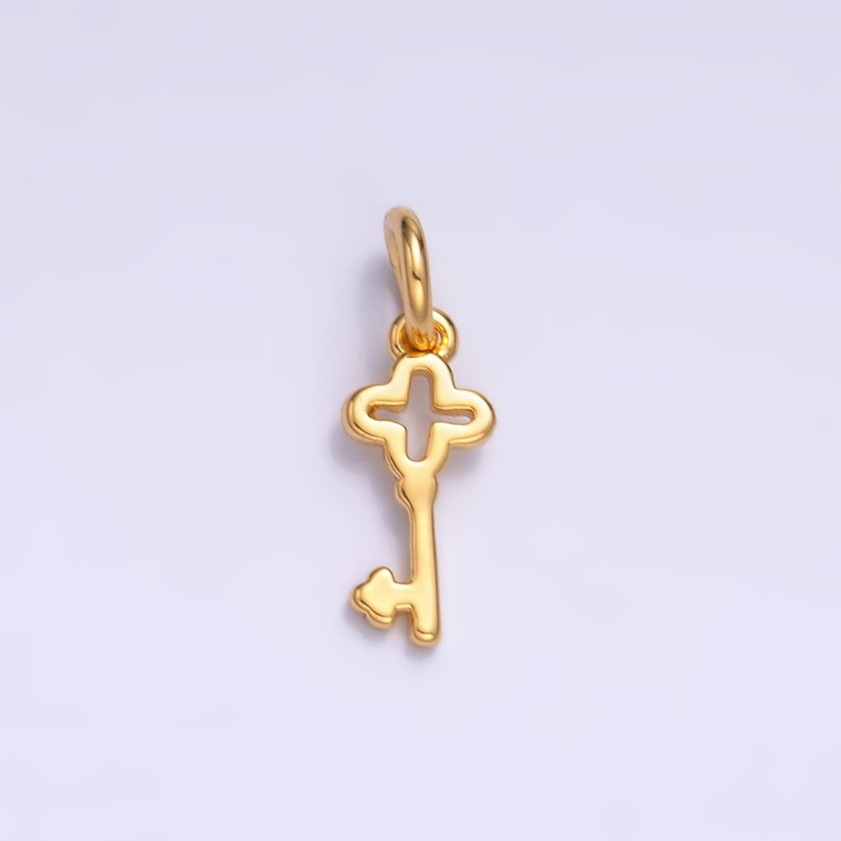 24K Gold Filled Quatrefoil Clover Key Mini Charm | M179