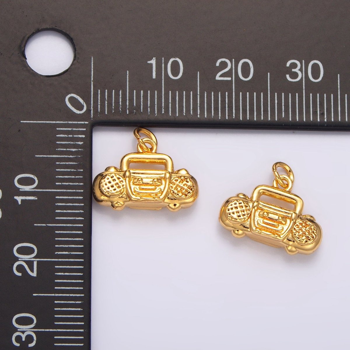 24K Gold Filled Radio Music Multidimensional 3D Charm | W090
