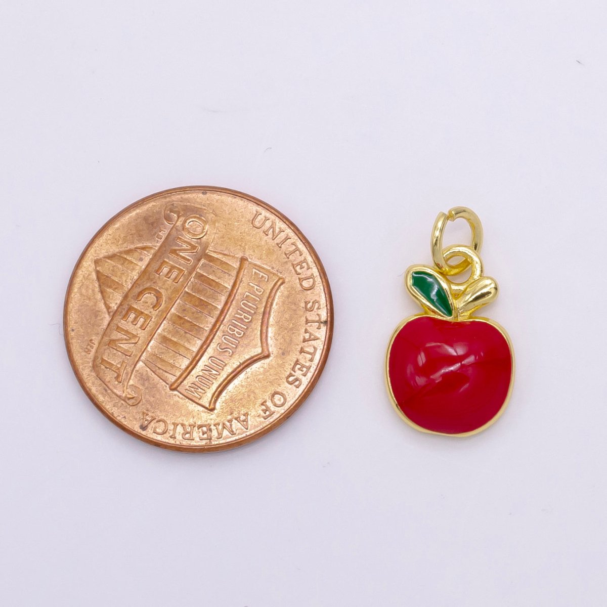 24K Gold Filled Red Apple Fruit Charm D-928