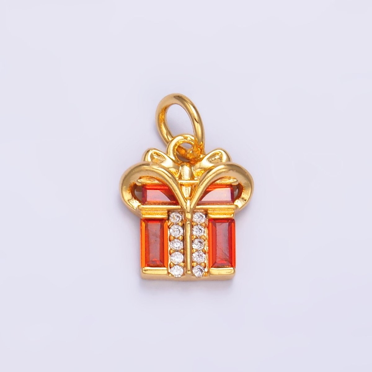24K Gold Filled Red Baguette CZ Present Gift Charm | M178