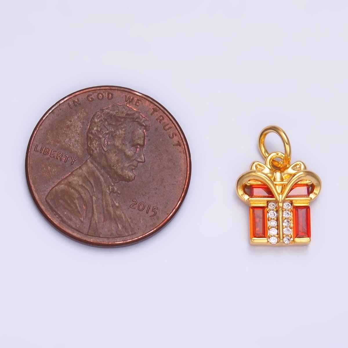 24K Gold Filled Red Baguette CZ Present Gift Charm | M178