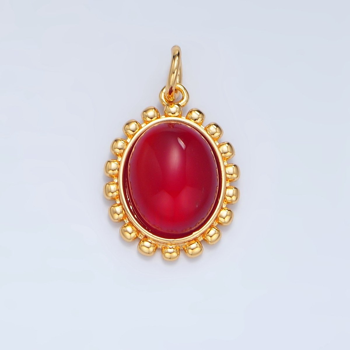 24K Gold Filled Red Carnelian Cabochon Bubble Bezel Charm | X822