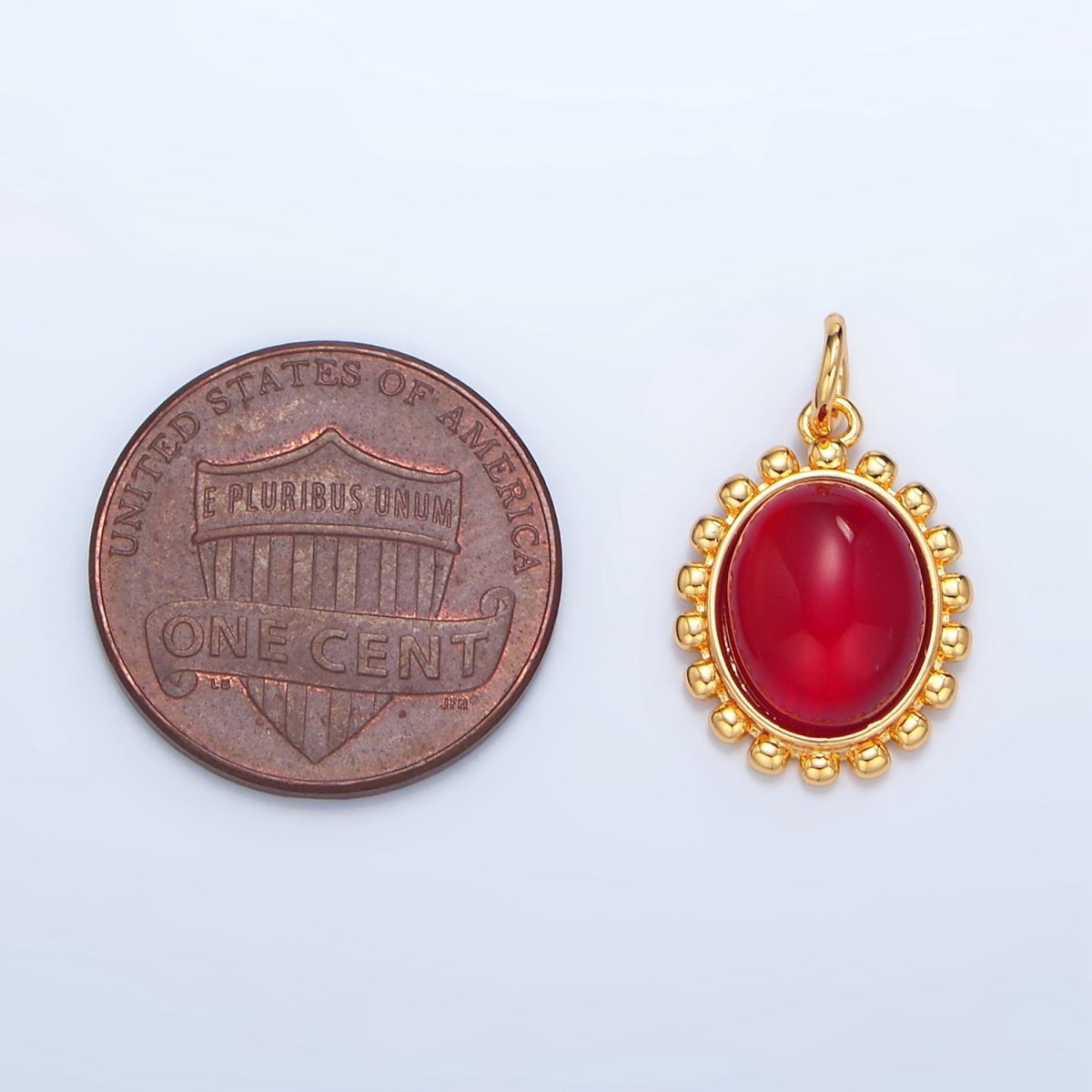 24K Gold Filled Red Carnelian Cabochon Bubble Bezel Charm | X822