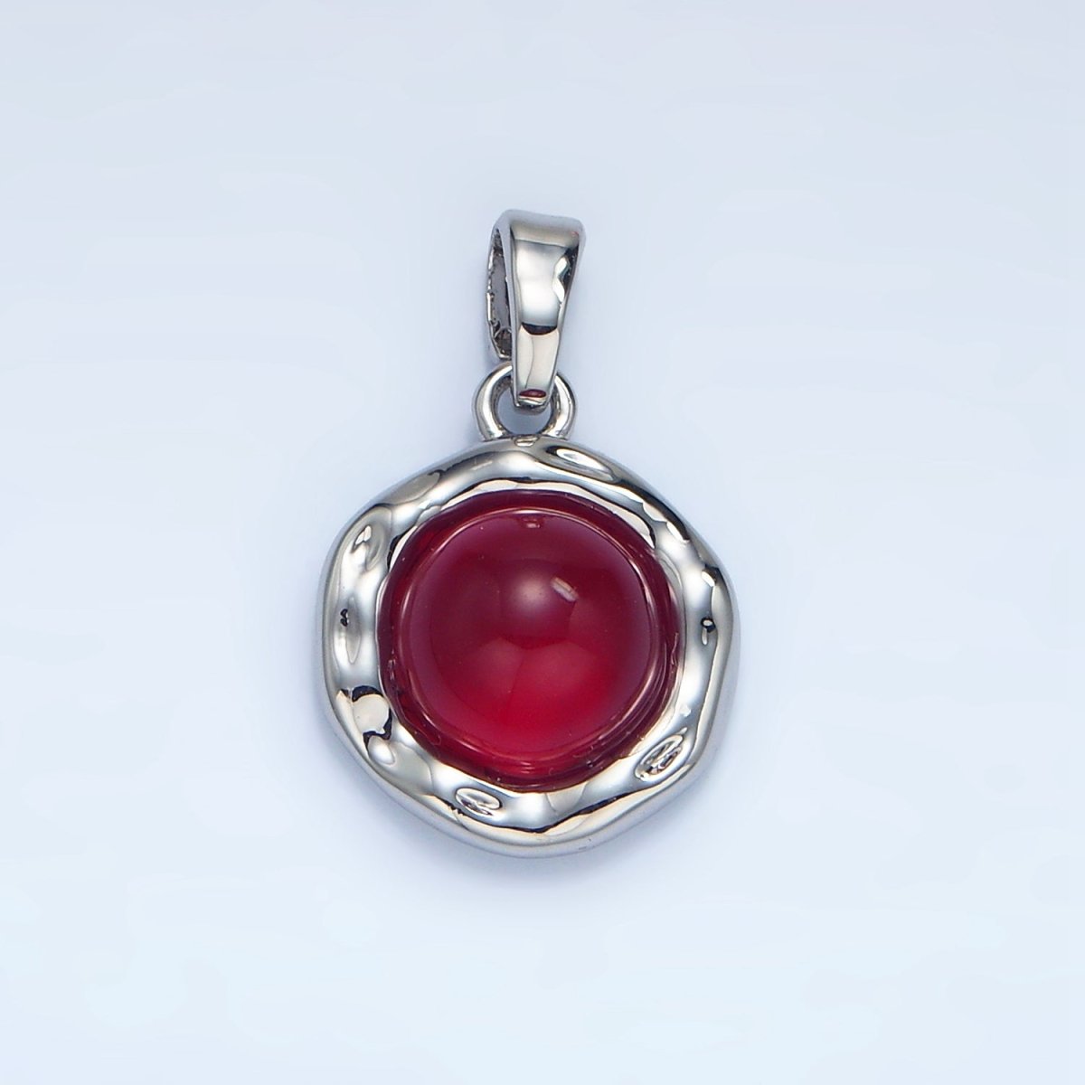 24K Gold Filled Red Carnelian, Green Aventurine, Black Onyx Hammered Molten Bezel Pendant in Gold & Silver | AA969 AA974 AA987