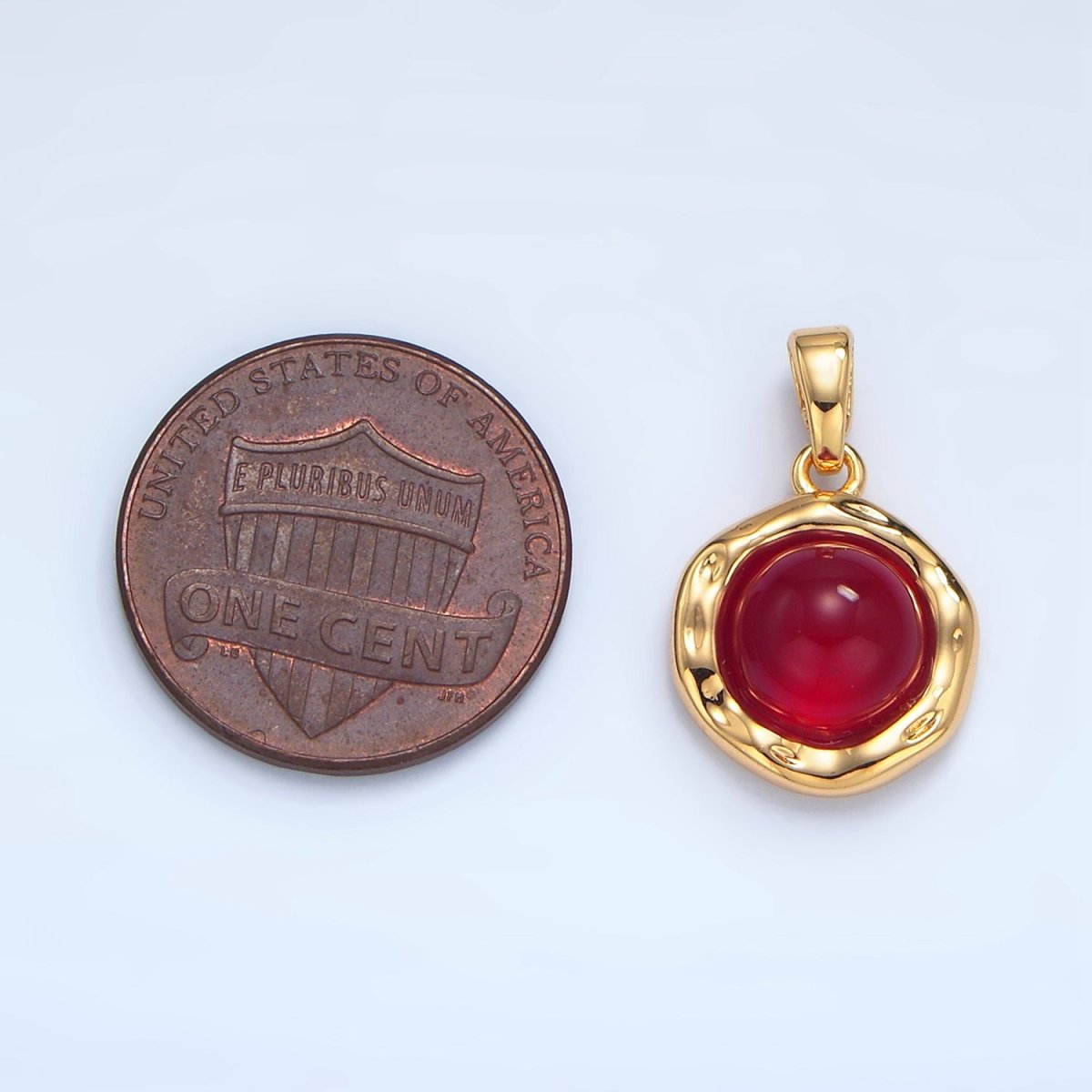 24K Gold Filled Red Carnelian, Green Aventurine, Black Onyx Hammered Molten Bezel Pendant in Gold & Silver | AA969 AA974 AA987