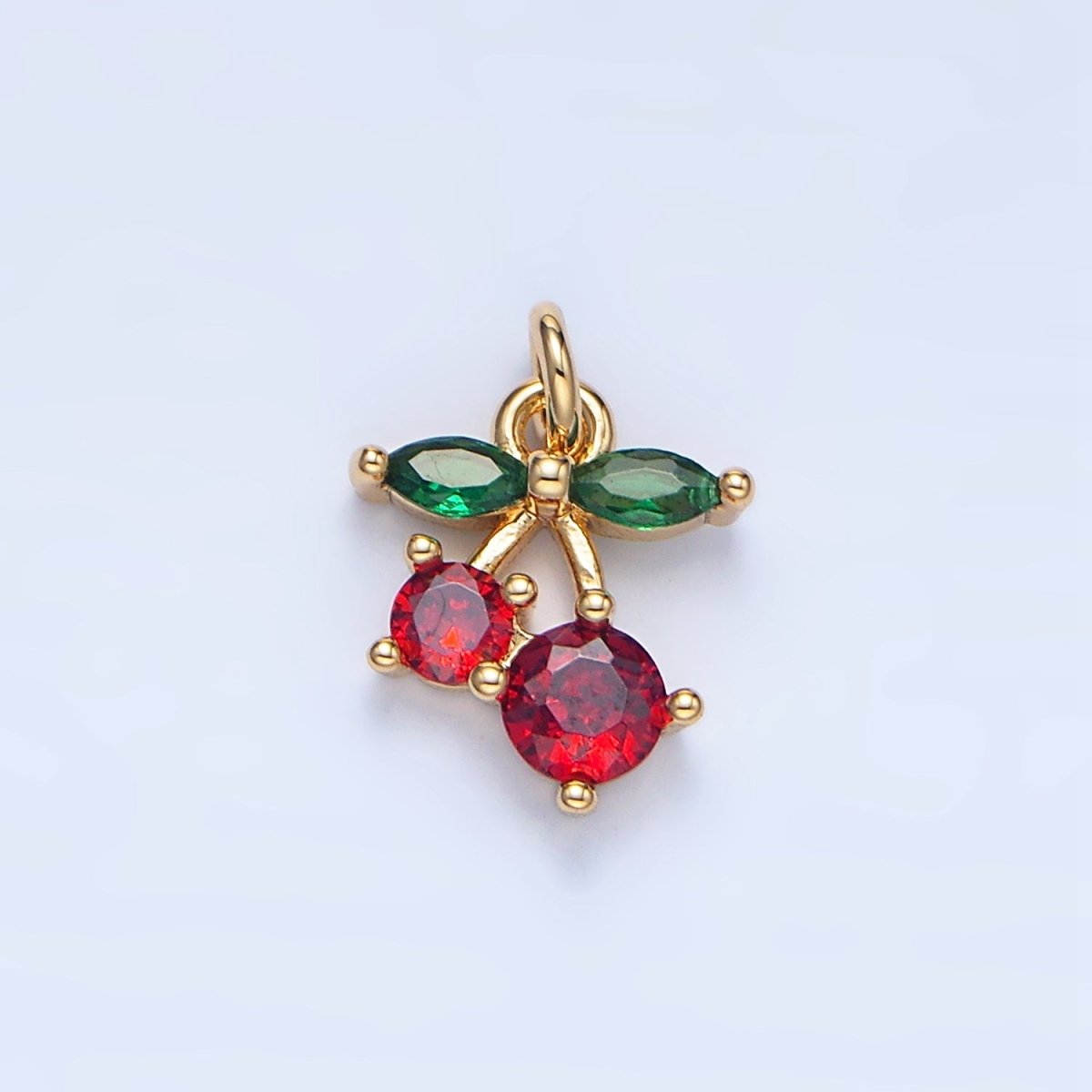 24K Gold Filled Red CZ Cherry Fruit Mini Charm | X849
