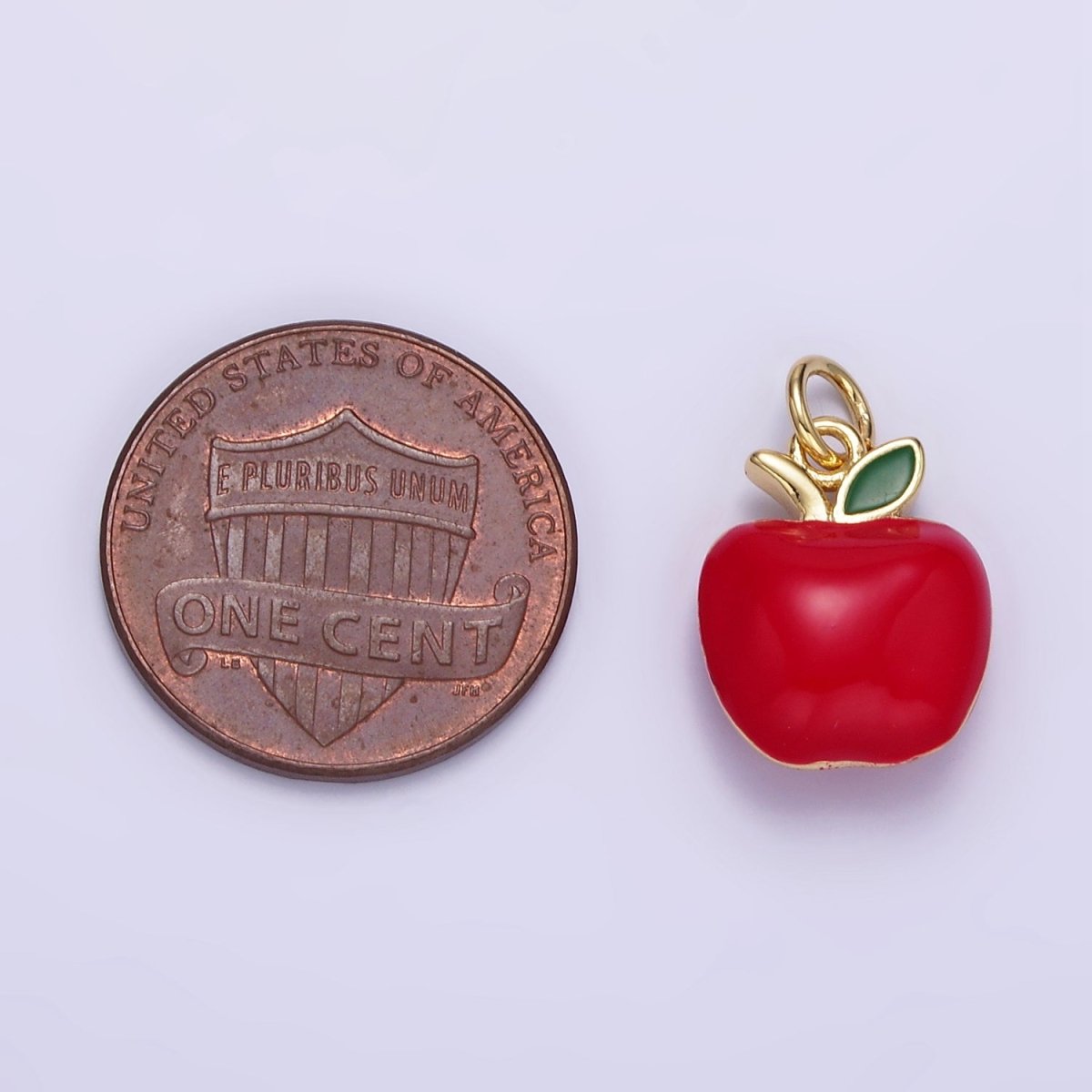 24K Gold Filled Red Enamel Apple Charm 3d Fruit Charm for Teacher Appreciation Gift | D605