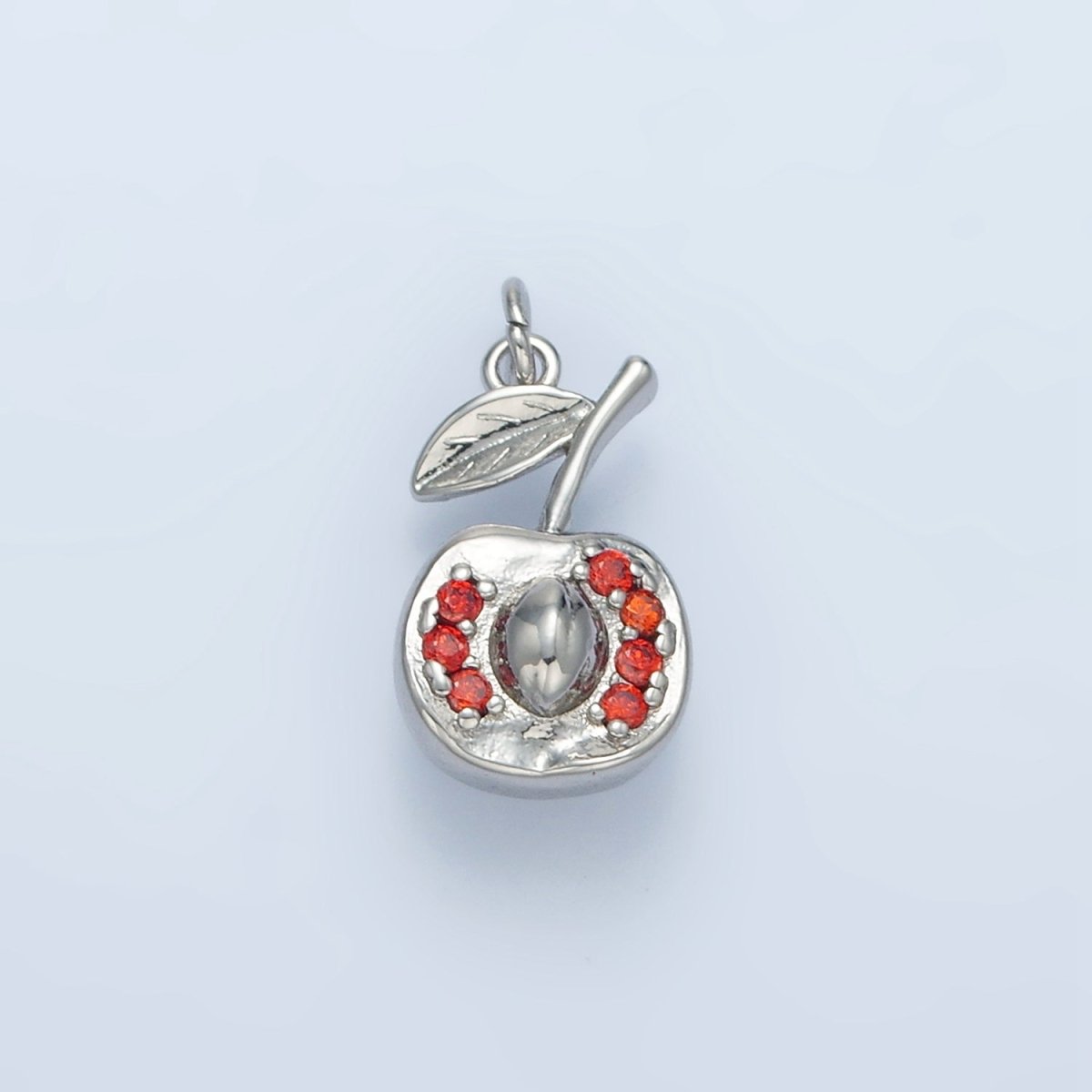 24K Gold Filled Red Micro Paved CZ Apple Multidimensional Charm in Gold & Silver | E393
