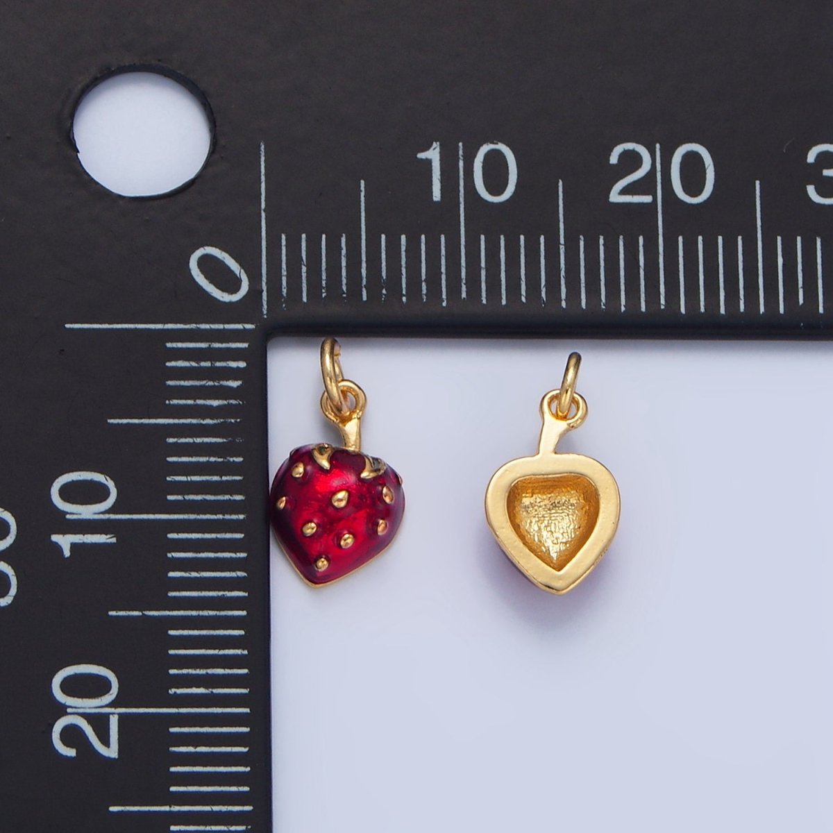 24K Gold Filled Red Strawberry Fruit Enamel Charm | X827