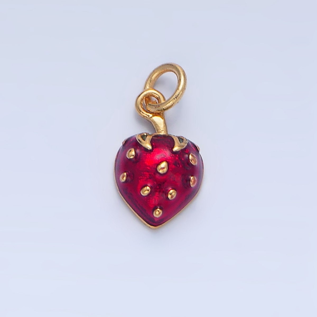 24K Gold Filled Red Strawberry Fruit Enamel Charm | X827