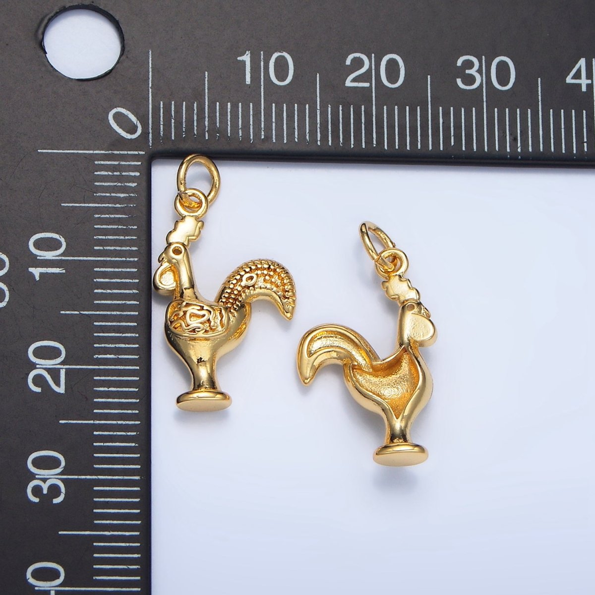 24K Gold Filled Rooster Chicken Artisan Animal Charm | X864
