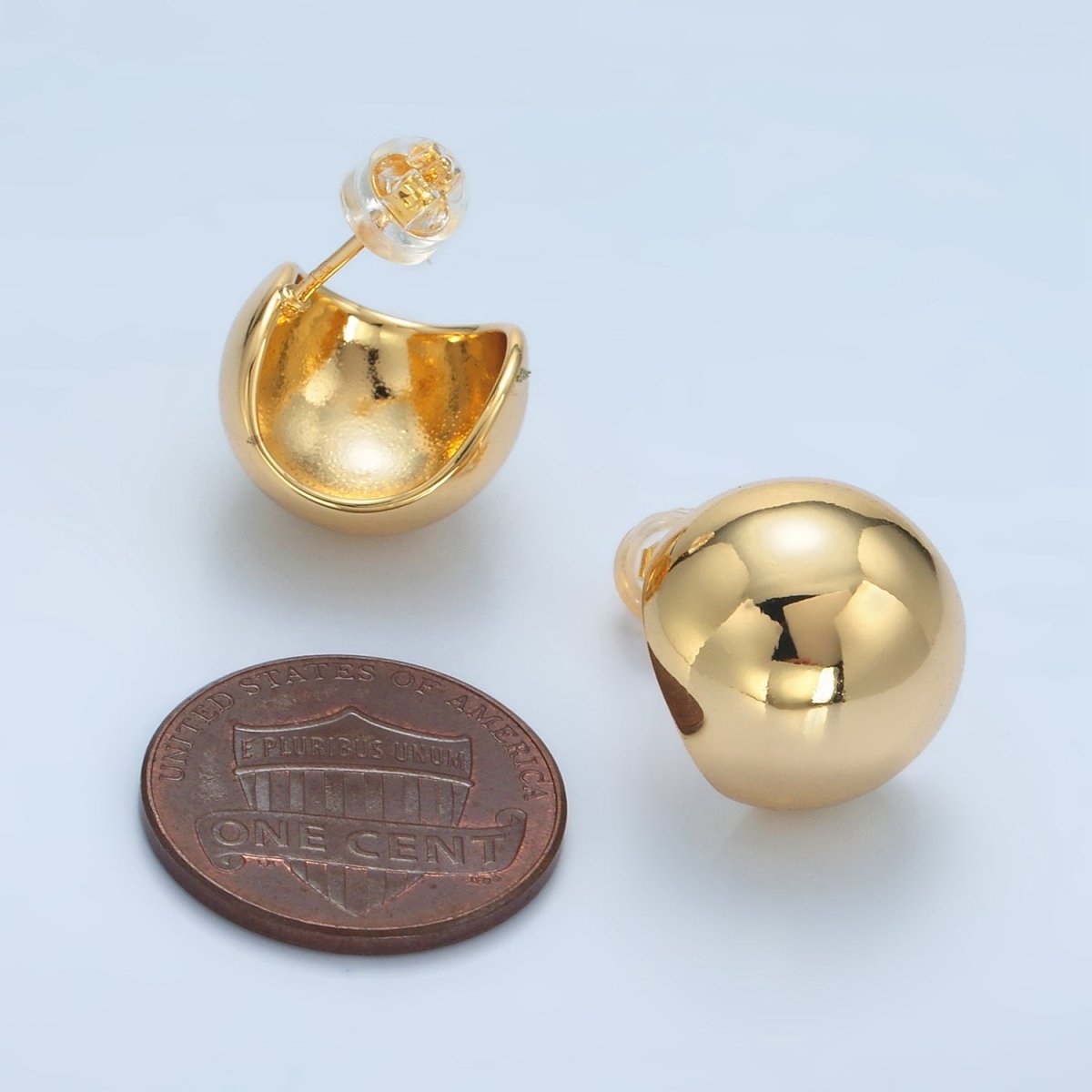 24K Gold Filled Round Dome Mini Stud Earrings | AD632