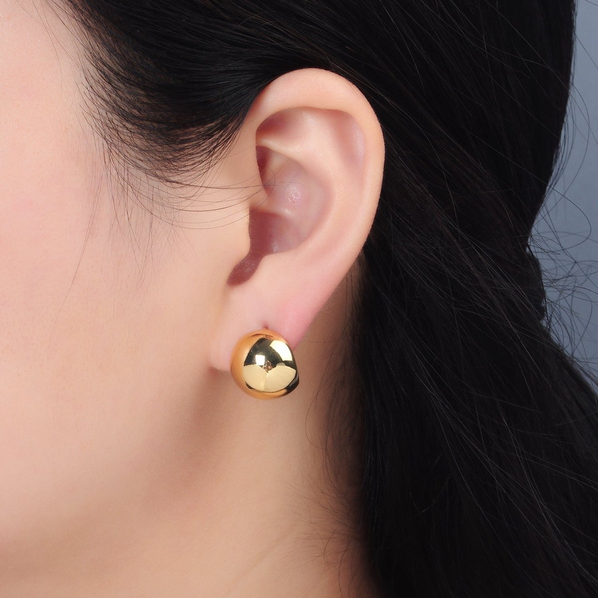 24K Gold Filled Round Dome Mini Stud Earrings | AD632