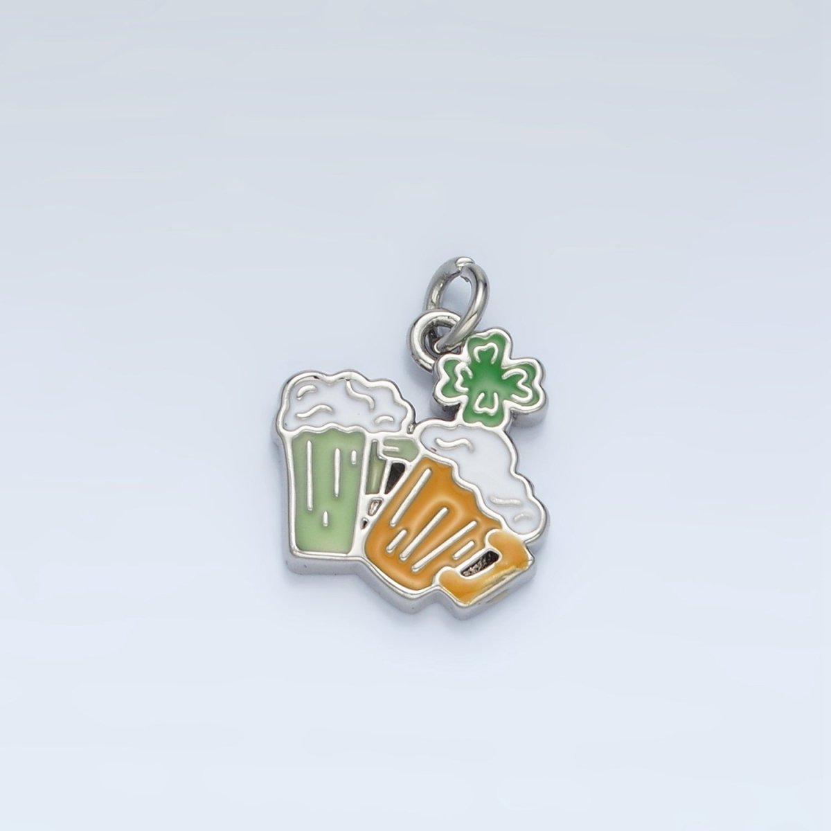 24K Gold Filled Saint Patrick's Day Beer Alcohol Drink Charm in Gold & Silver | N873
