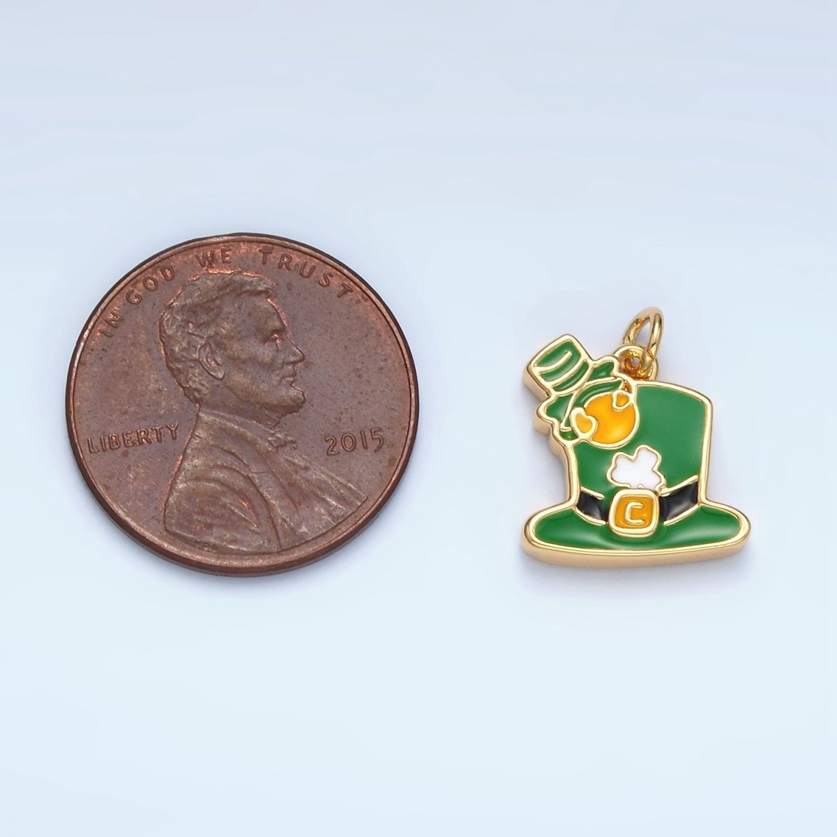 24K Gold Filled Saint Patrick's Day Green Top Hat Charm in Gold & Silver | N522