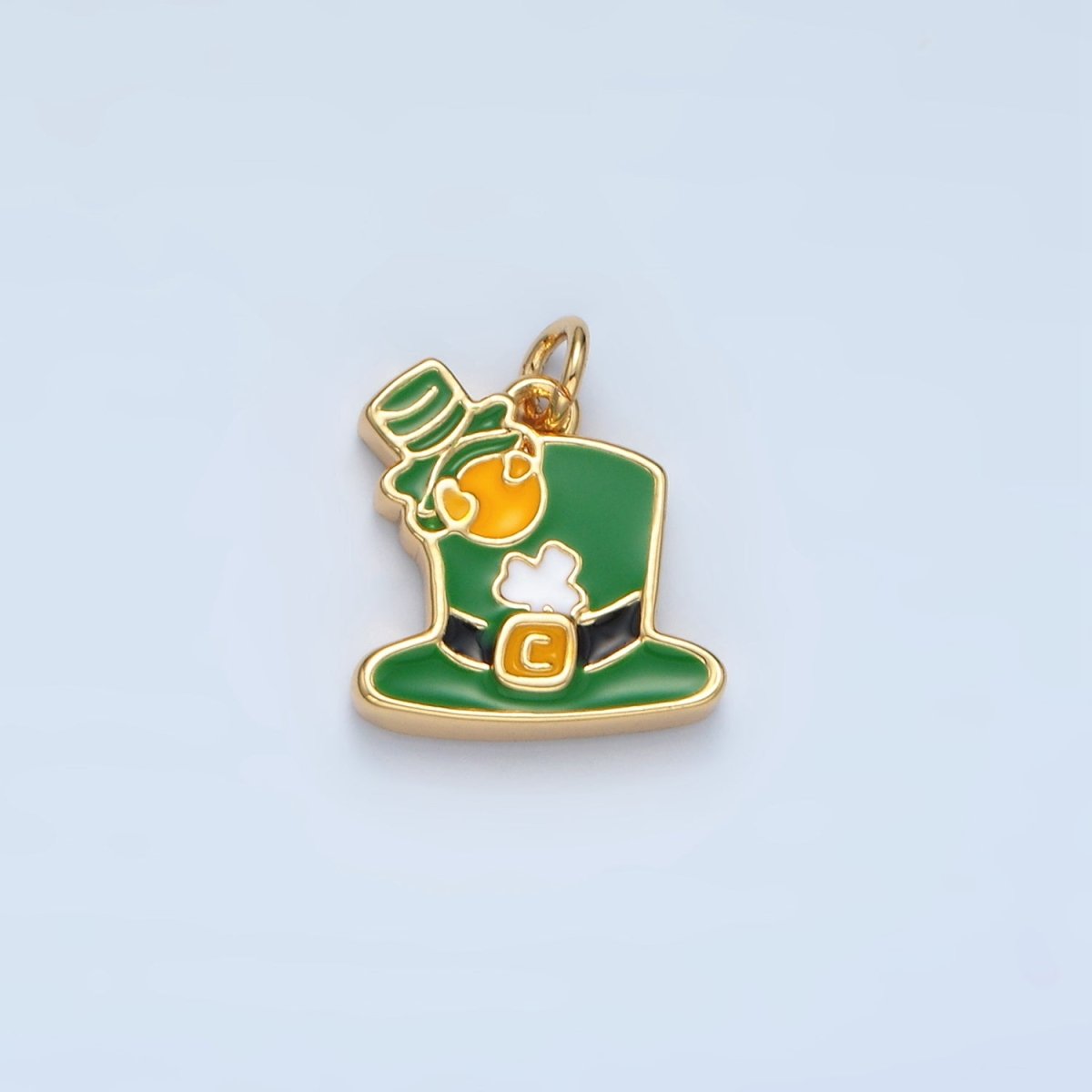 24K Gold Filled Saint Patrick's Day Green Top Hat Charm in Gold & Silver | N522