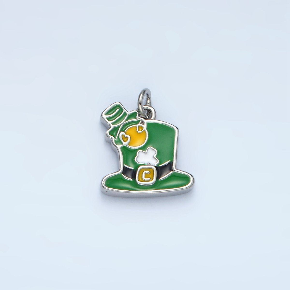 24K Gold Filled Saint Patrick's Day Green Top Hat Charm in Gold & Silver | N522