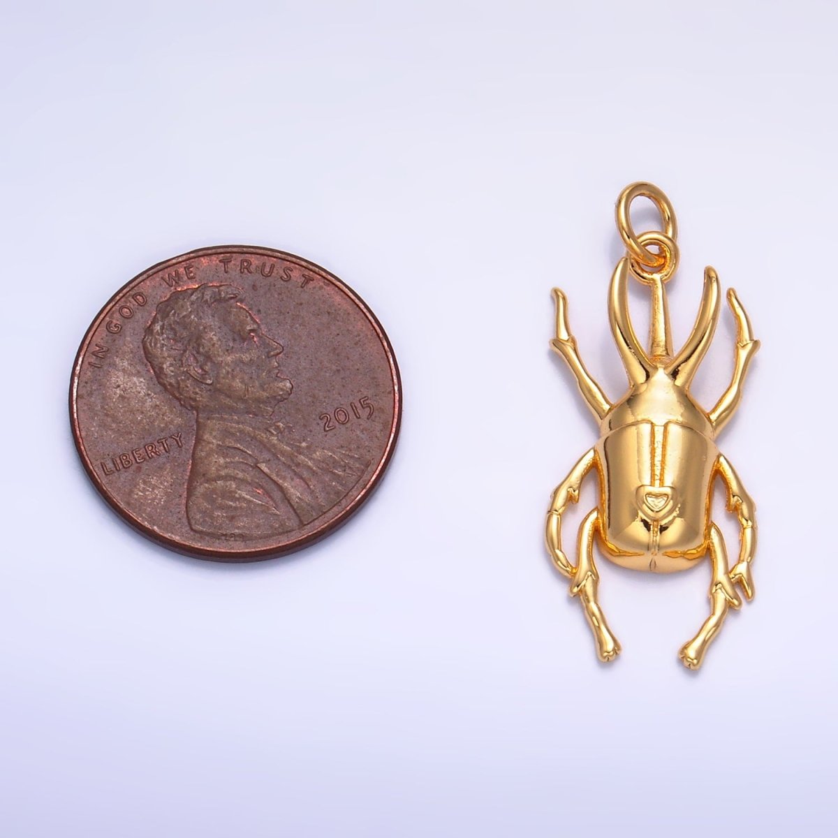 24K Gold Filled Scarab Beetle Insect Animal Charm | W237