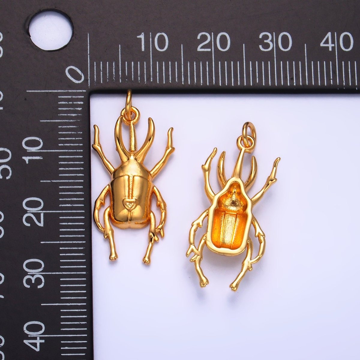 24K Gold Filled Scarab Beetle Insect Animal Charm | W237