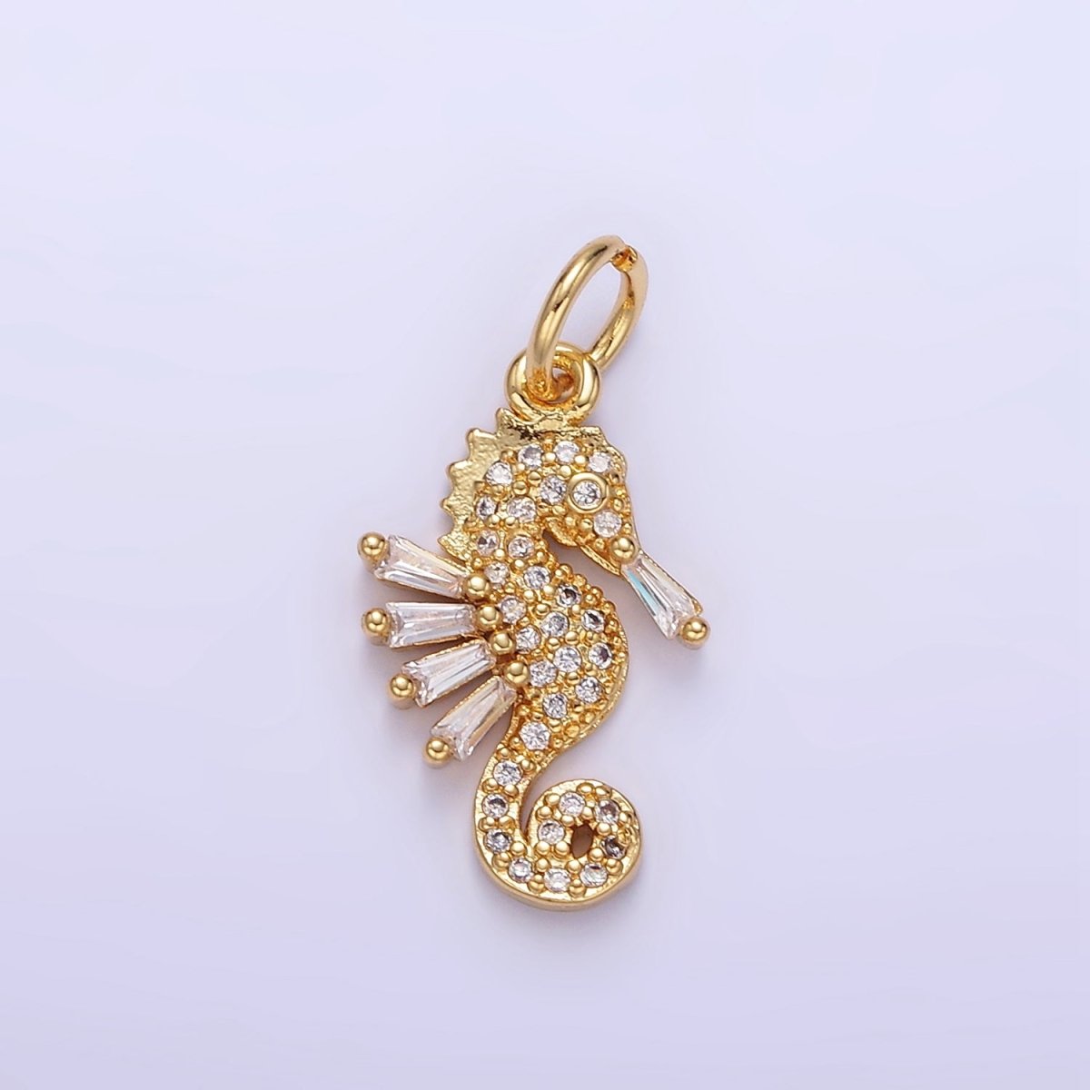 24K Gold Filled Seahorse Ocean Animal Micro Paved CZ Charm | E342