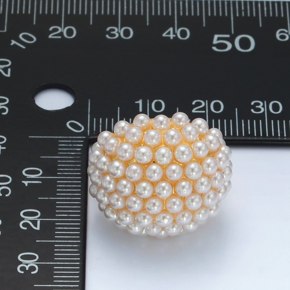 24K Gold Filled Shell Pearl Beaded Bubble Signet Ring | O1399