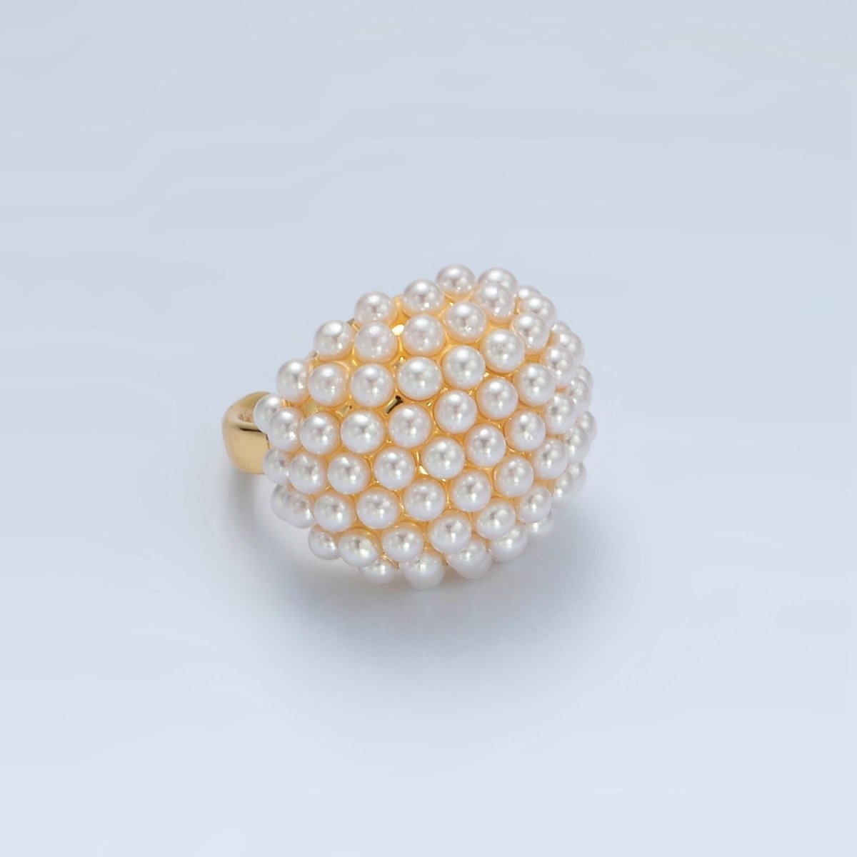 24K Gold Filled Shell Pearl Beaded Bubble Signet Ring | O1399