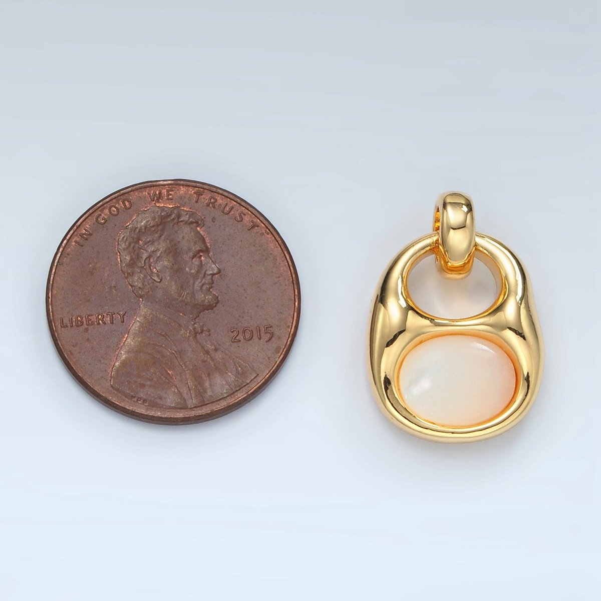 24k Gold Filled Shell Pearl Bezel Can Opener Charm | D699