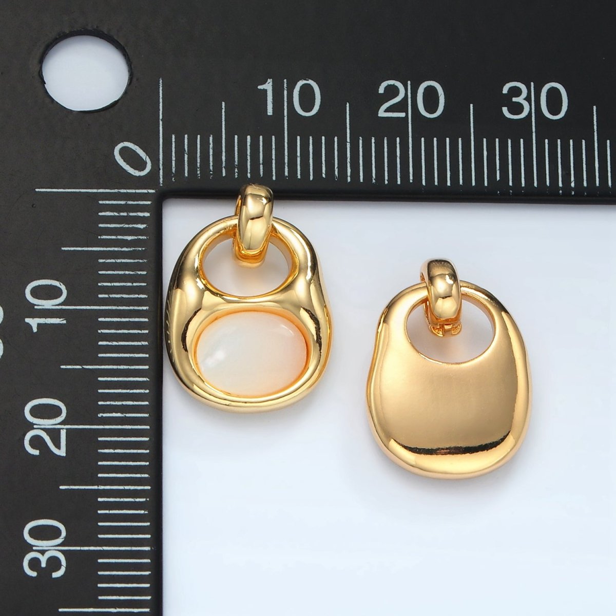 24k Gold Filled Shell Pearl Bezel Can Opener Charm | D699