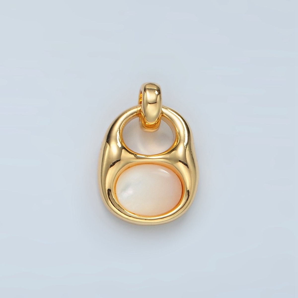 24k Gold Filled Shell Pearl Bezel Can Opener Charm | D699