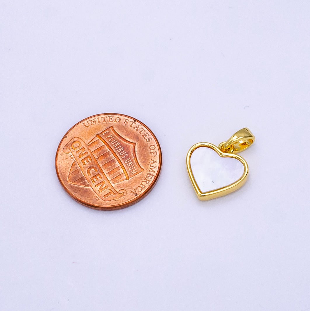 24K Gold Filled Shell Pearl Bezel Heart Pendant | AA1296