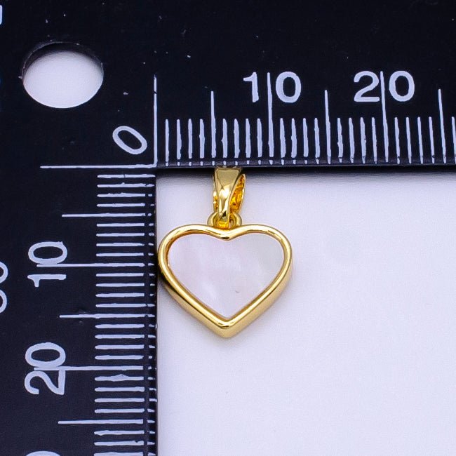 24K Gold Filled Shell Pearl Bezel Heart Pendant | AA1296