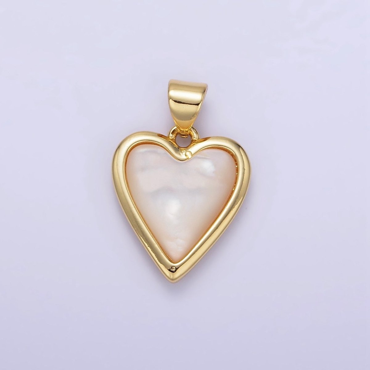 24K Gold Filled Shell Pearl Bezel Heart Pendant | AA1345
