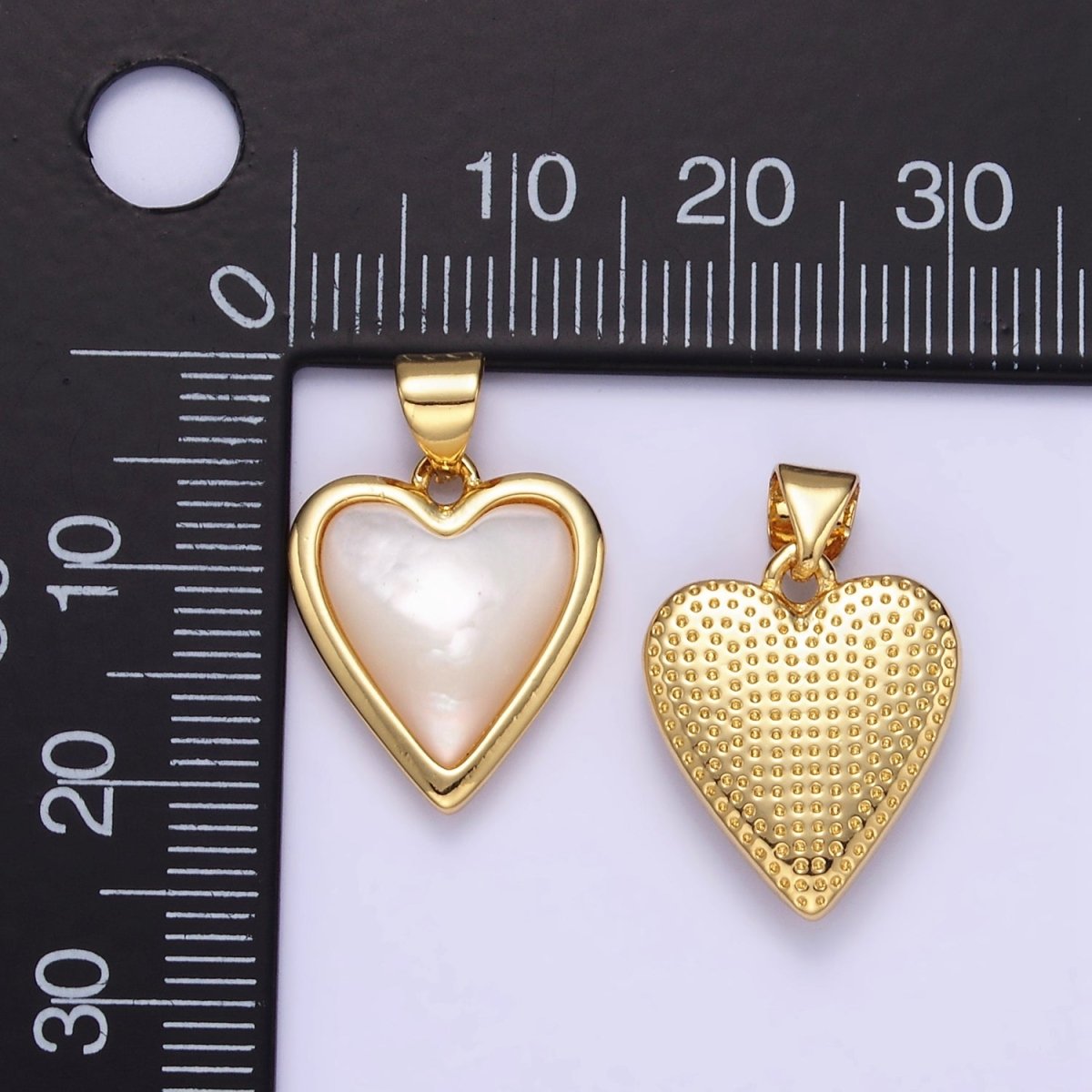 24K Gold Filled Shell Pearl Bezel Heart Pendant | AA1345