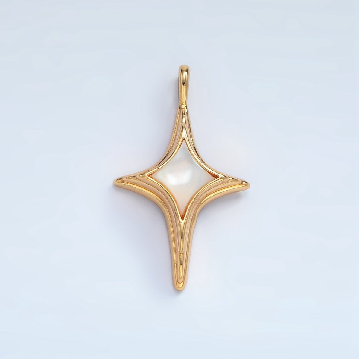 24K Gold Filled Shell Pearl Celestial North Star Charm | AA975