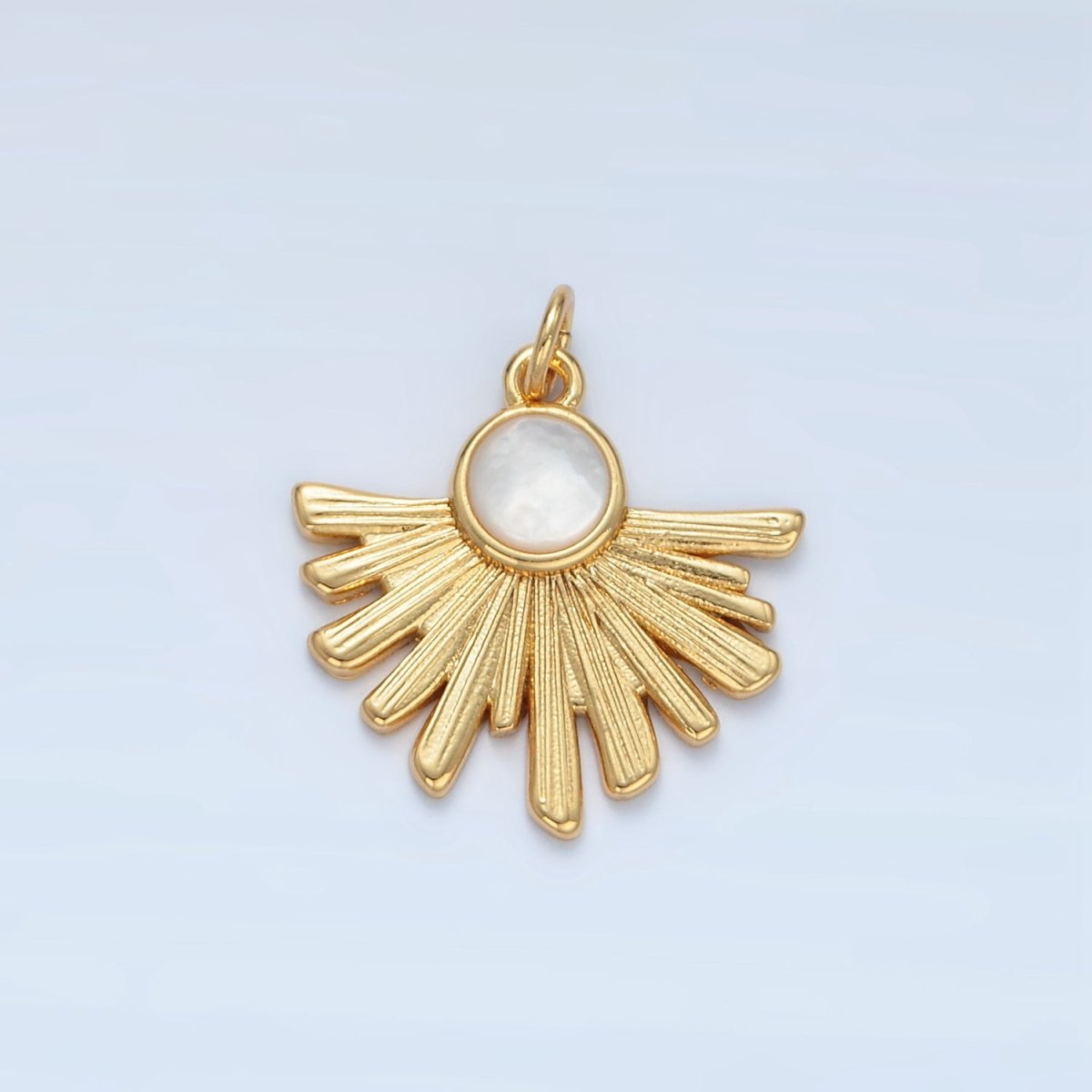 24K Gold Filled Shell Pearl Celestial Sunburst Ray Charm | X302