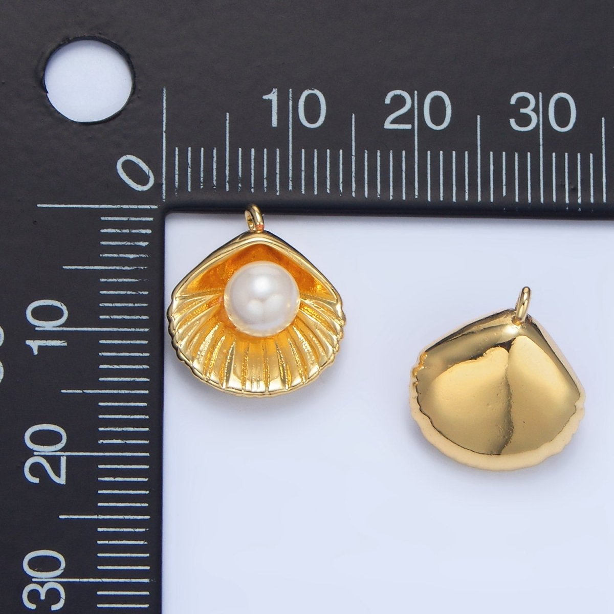 24K Gold Filled Shell Pearl Clam Sea Shell Pendant | X865