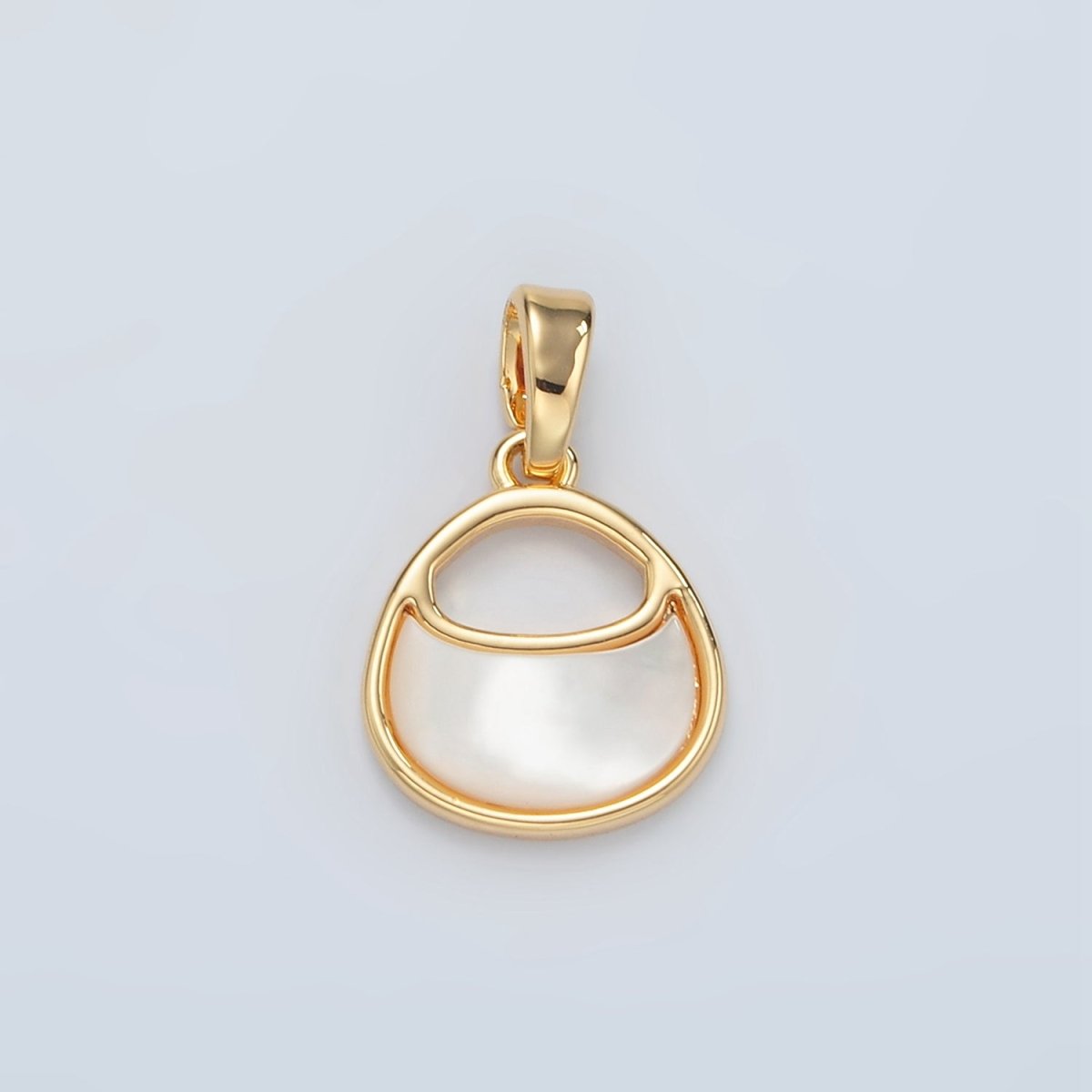 24K Gold Filled Shell Pearl Geometric Bezel Pendant | H457