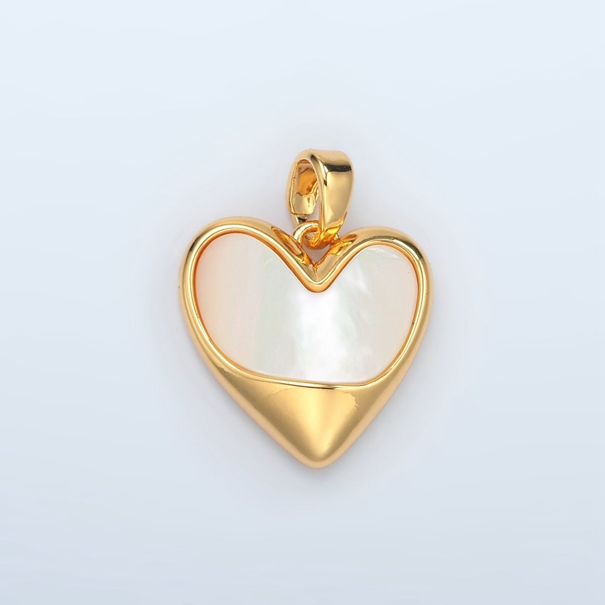 24K Gold Filled Shell Pearl Heart Bezel Pendant | H498