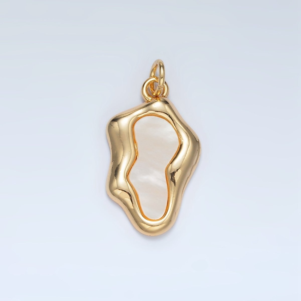 24K Gold Filled Shell Pearl Molten Abstract Bezel Charm | M551