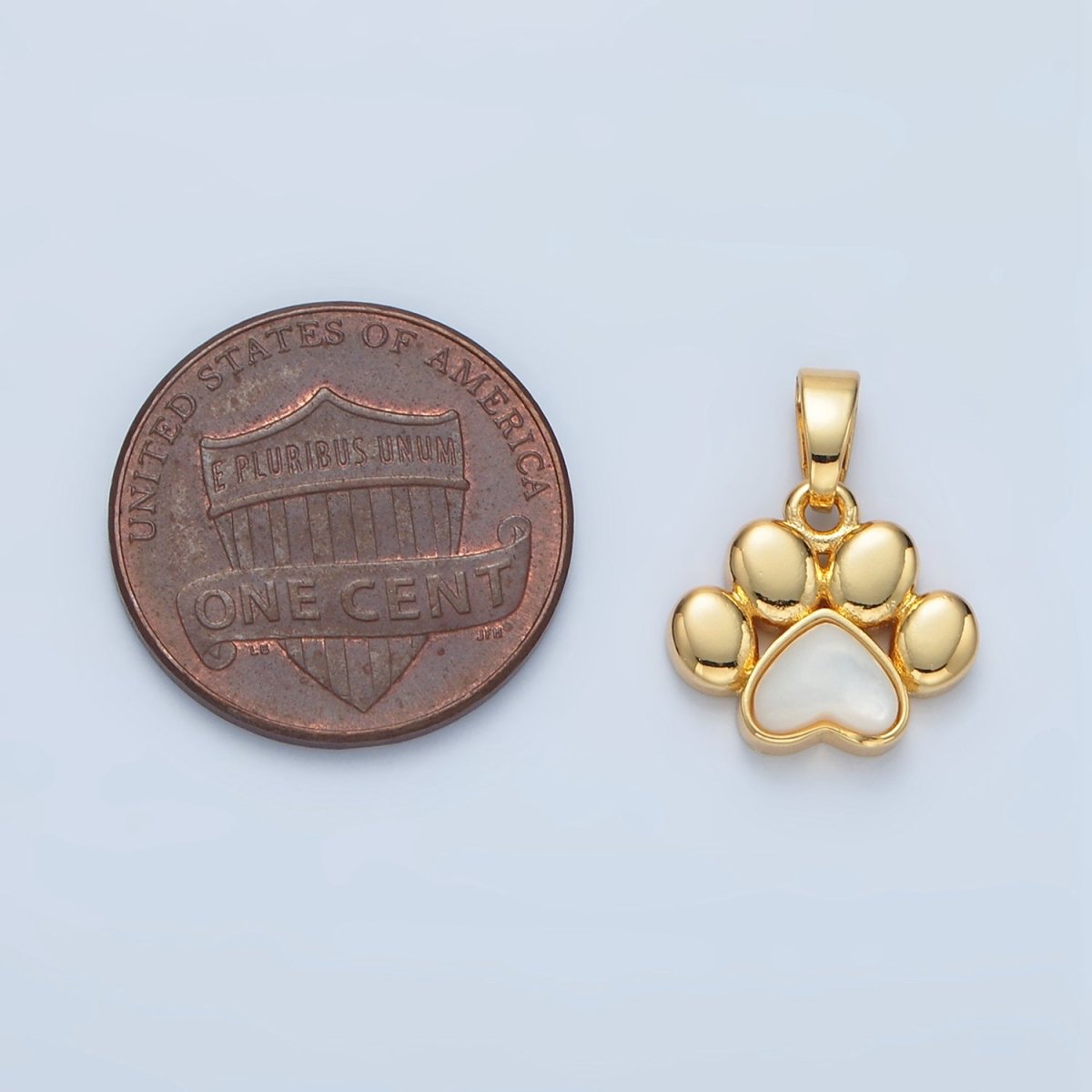 24K Gold Filled Shell Pearl Paw Print Pet Animal Pendant | I846