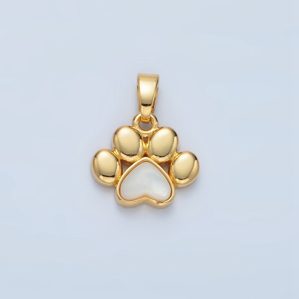 24K Gold Filled Shell Pearl Paw Print Pet Animal Pendant | I846