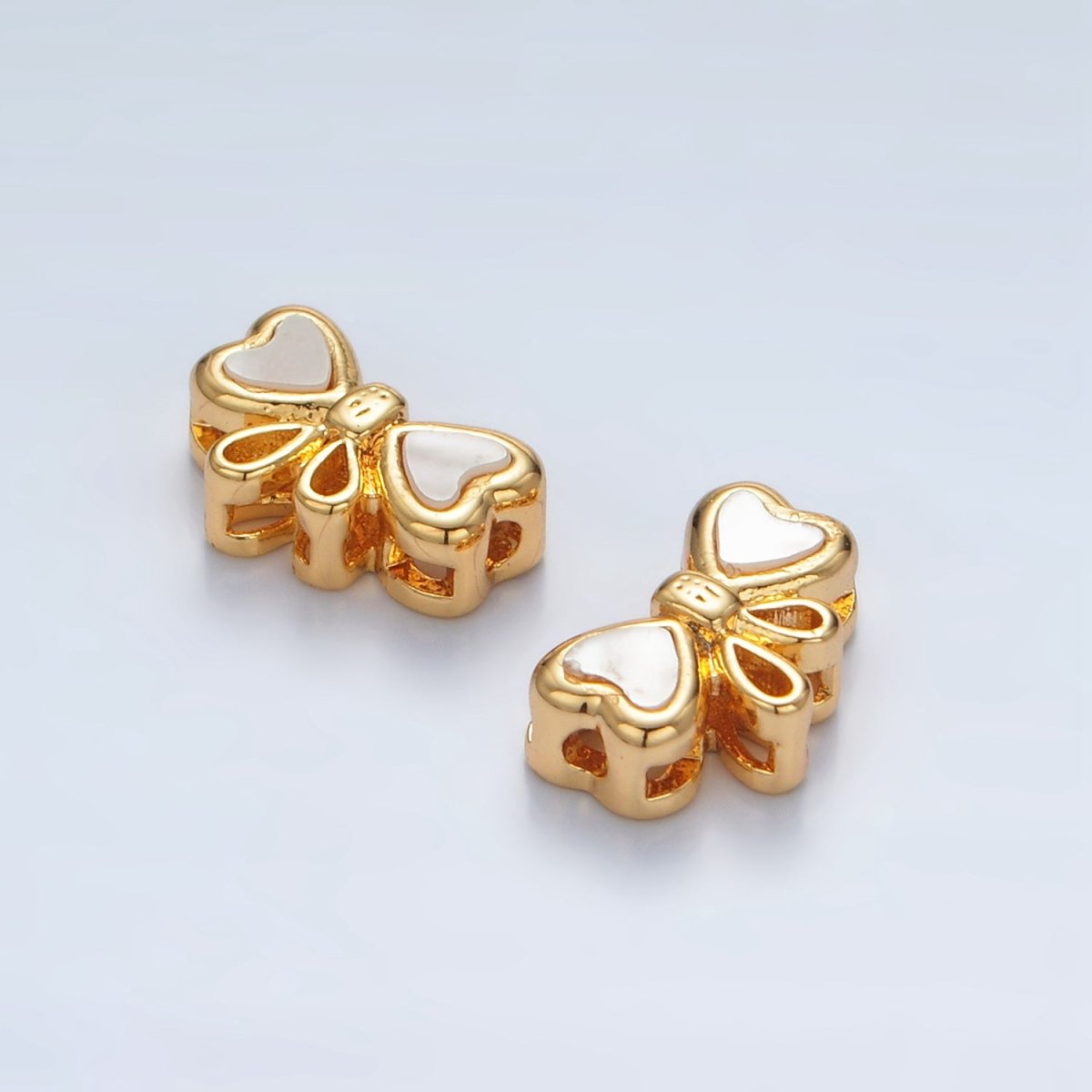 24K Gold Filled Shell Pearl Ribbon Bow Bead | B382