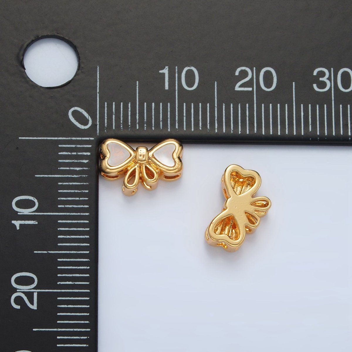 24K Gold Filled Shell Pearl Ribbon Bow Bead | B382