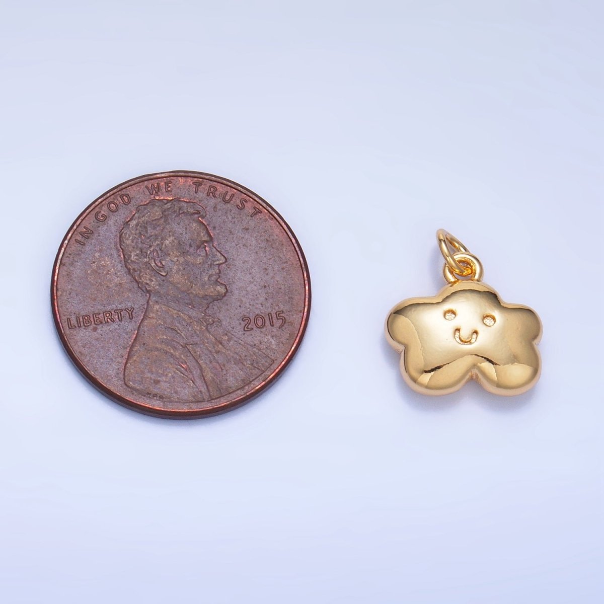 24K Gold Filled Smiley Face Cloud Multidimensional 3D Charm | W021