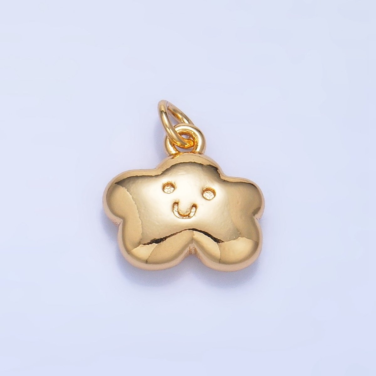 24K Gold Filled Smiley Face Cloud Multidimensional 3D Charm | W021