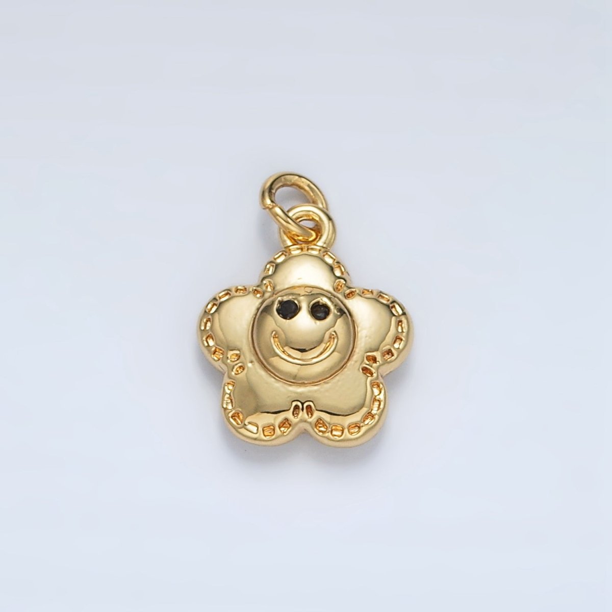 24K Gold Filled Smiley Face Flower Puffed Charm | AC167
